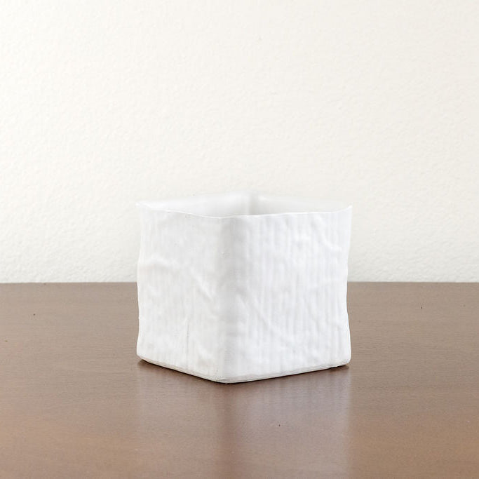 Square White Ceramic Pot