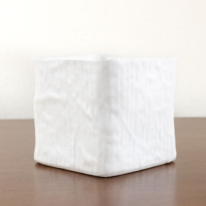 Square White Ceramic Pot